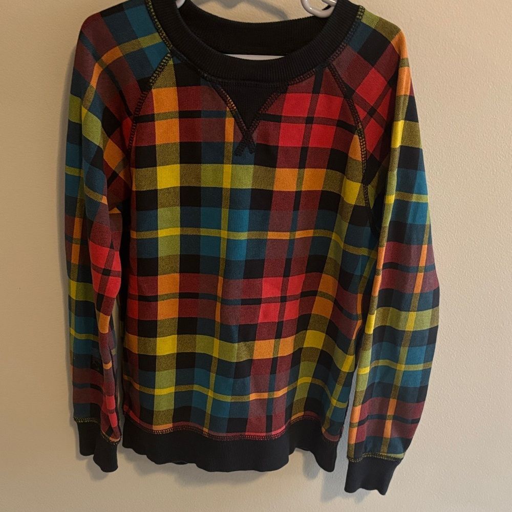 Hanna Andersson Colorful Plaid Crewneck Sweatshirt size 6-7